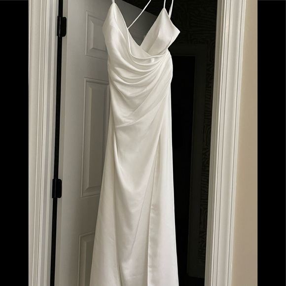 Fame&Partners NWT/BOX Ivory Satin wrap maxi dress BRIDES&BRIDESMAID Fits 6-8 - Picture 12 of 17